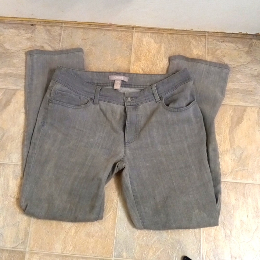 Chico's 05 Platinum Short Grey High Waisted Jeans Yearround Stylish Comf…